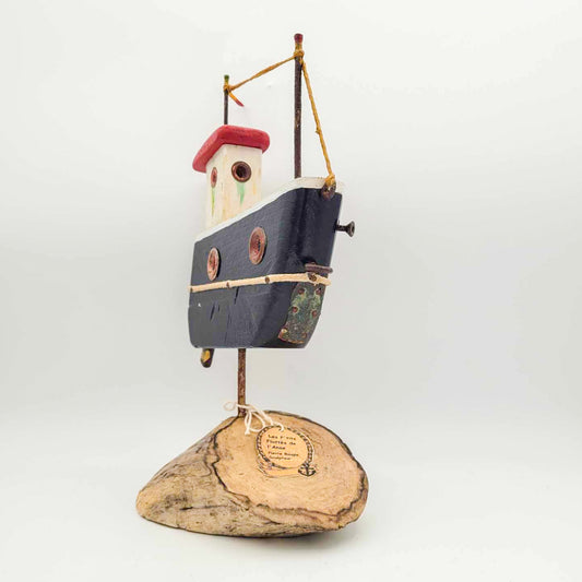 Bateau- bleu marin et rouge