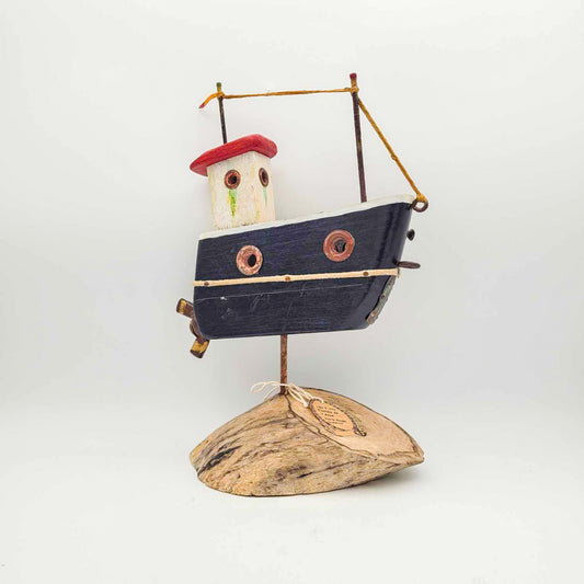 Bateau- bleu marin et rouge